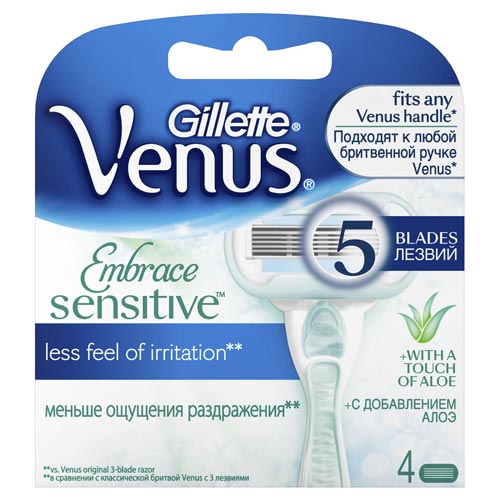 

Кассеты для станка GILLETTE VENUS EMBRACE Sensitive для чувствительной кожи 4 шт