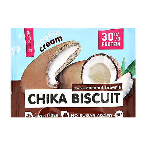 

Печенье неглазированное с начинкой CHIKALAB CHIKA BISCUIT Кокосовый брауни 50 г