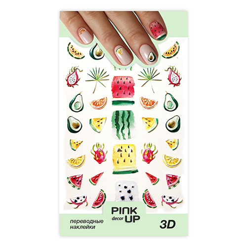 

Наклейки для ногтей PINK UP DECOR 3D переводные тон 654