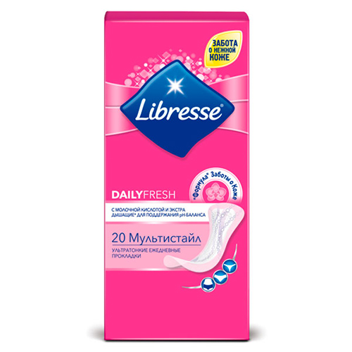 

Прокладки ежедневные LIBRESSE DAILY FRESH Multistyle ультратонкие 20 шт
