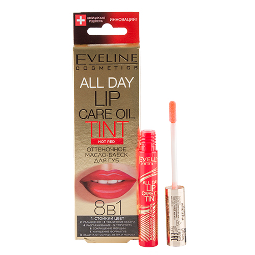 

Масло-блеск для губ EVELINE TINT HOT RED 8 в 1 оттеночное 7 мл