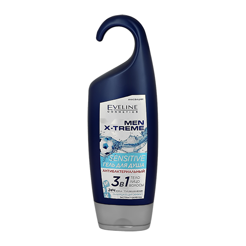

Гель для душа EVELINE MEN X-TREME SENSITIVE 3 в 1 антибактериальный 250 мл