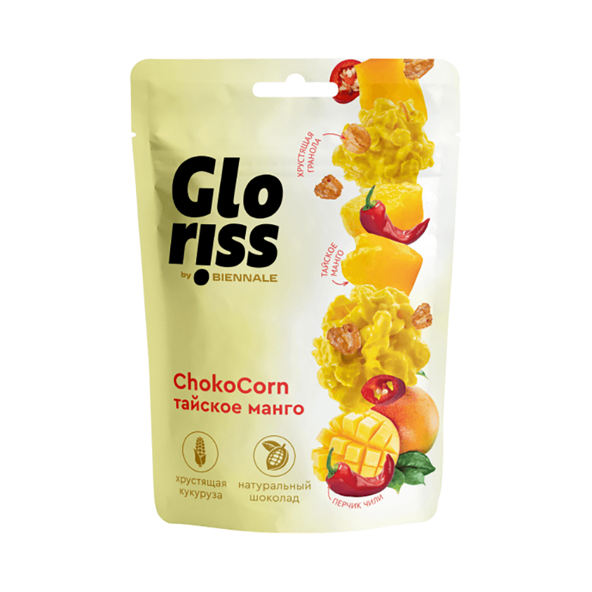 Конфеты глазированные `GLORISS` CHOKO CORN с манго 90 г