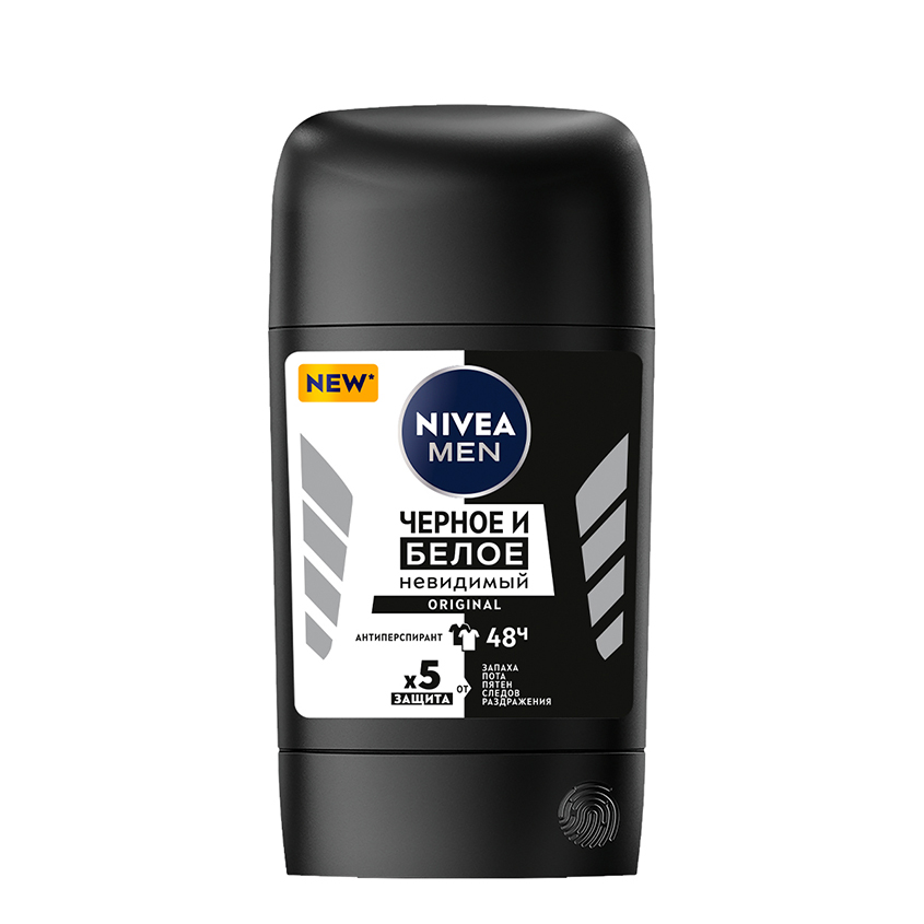 Део-стик муж. NIVEA MEN ЧЕРНОЕ И БЕЛОЕ Невидимый Original антибактериальный 50 мл