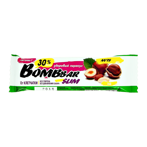 

Батончик неглазированный BOMBBAR SLIM Фундук-арахис 35 г