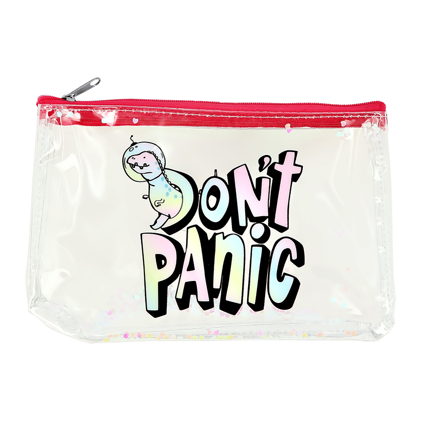 

Косметичка LADY PINK плоская с блестками внутри с принтом dont panic
