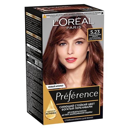 

Краска для волос LOREAL PREFERENCE тон 5.23 темное розовое золото