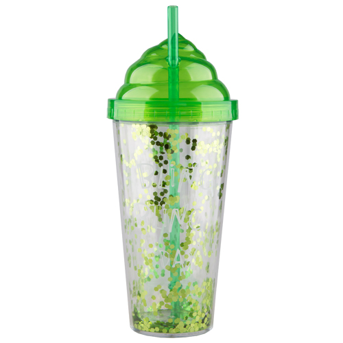 

Стакан для воды FUN Ice Cream с трубочкой и блестками green 450 мл
