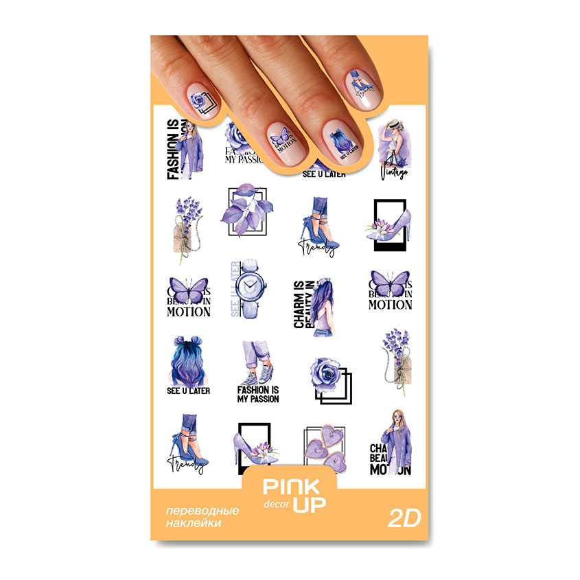 

Наклейки для ногтей PINK UP DECOR 2D переводные тон 60