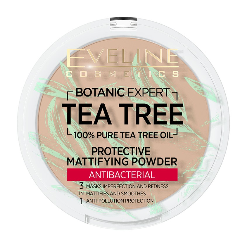Пудра компактная для лица `EVELINE` BOTANIC EXPERT 3 в 1 антибактериальная матирующая тон 003 light beige