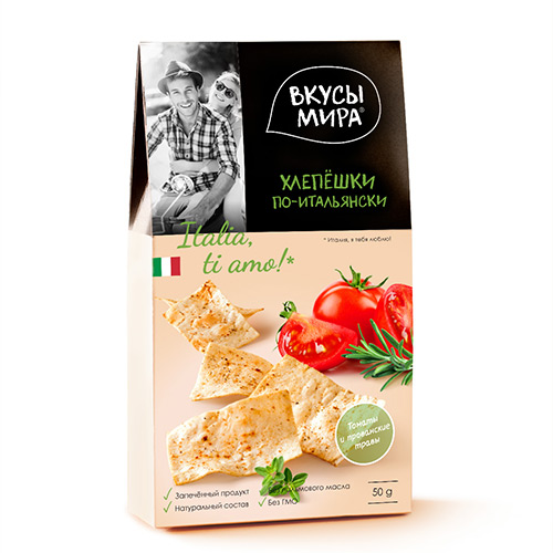 

Хлепешки ВКУСЫ МИРА По-итальянски томаты и травы 50 г