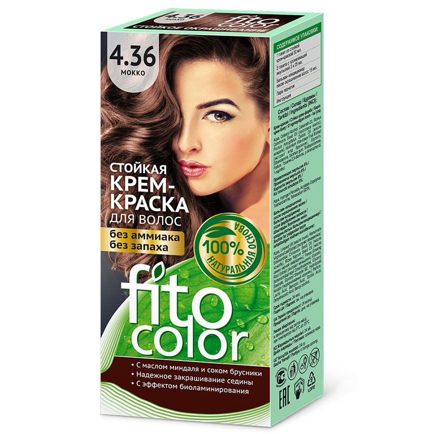 Крем-краска для волос `FITOCOLOR` тон 4.36 мокко 50 мл