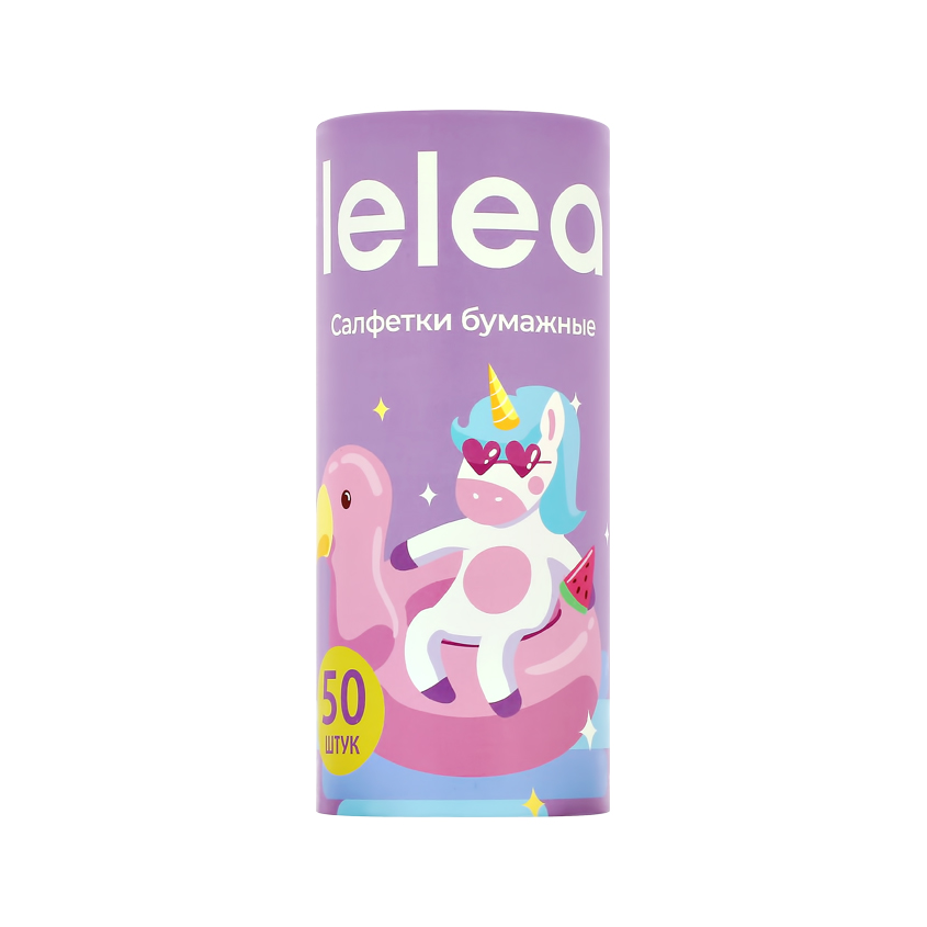 Салфетки бумажные LELEA Unicorn в тубе 50 шт