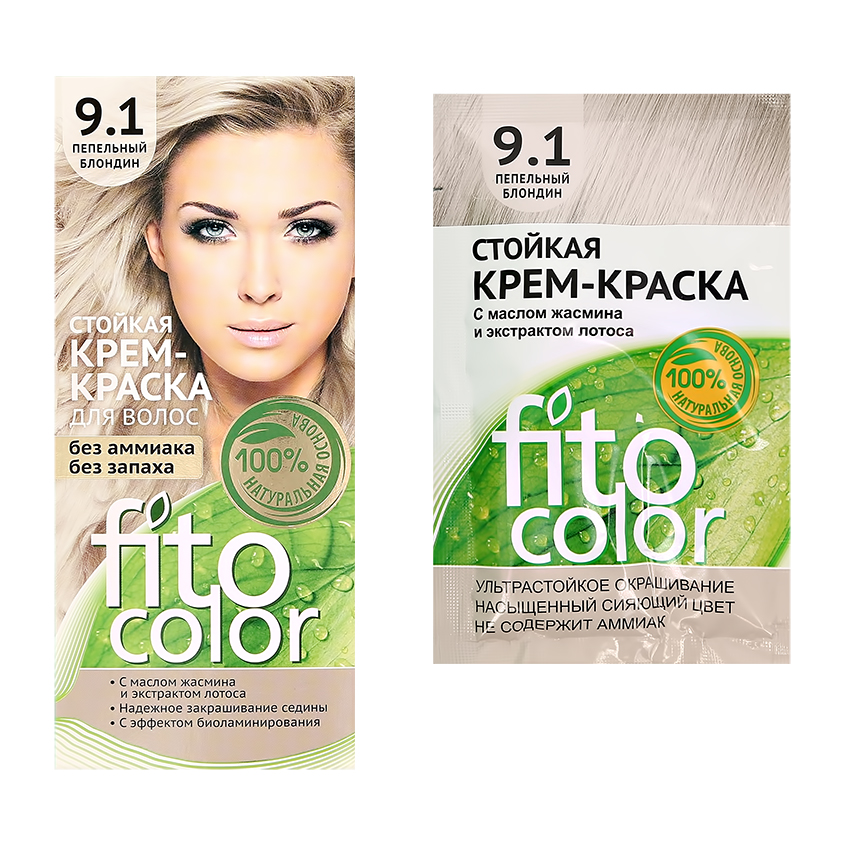 Крем-краска для волос `FITOCOLOR` тон 9.1 пепельный блондин 50 мл
