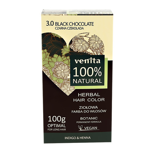 

Краска для волос VENITA NATURAL 3.0 black chocolate травяная 100 г