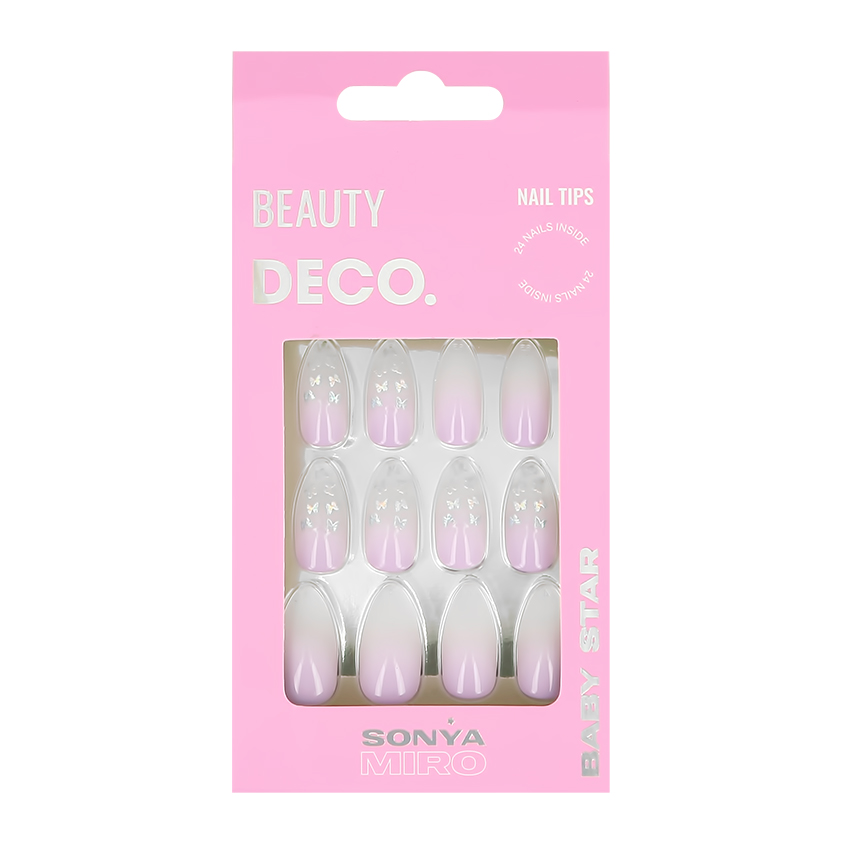 

Набор накладных ногтей DECO. BABY STAR BY SONYA MIRO butterflies 24 шт + клеевые стикеры 24 шт