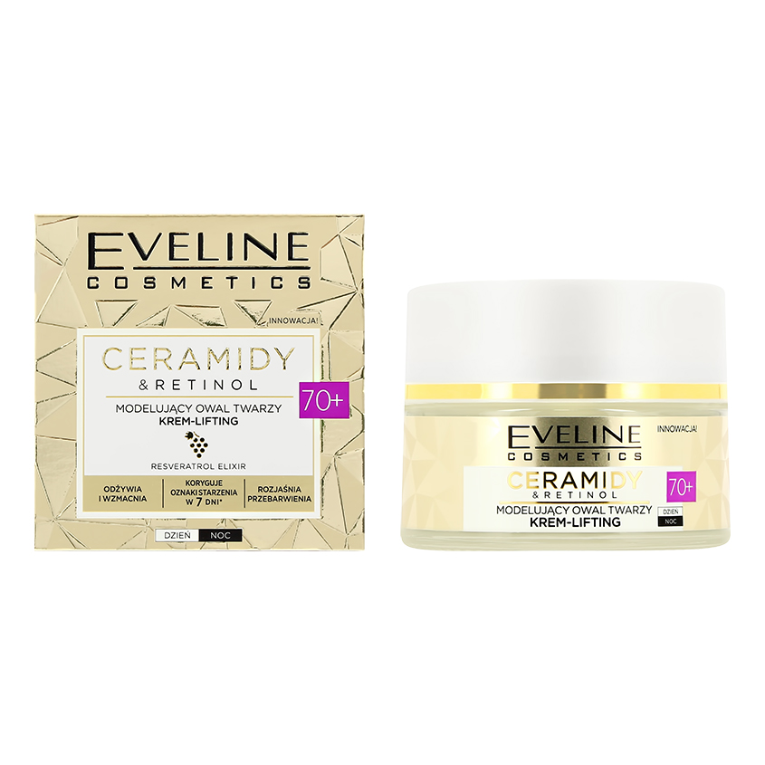 

Крем для лица EVELINE CERAMIDY&RETINOL с лифтинг-эффектом 70+ моделирующий 50 мл