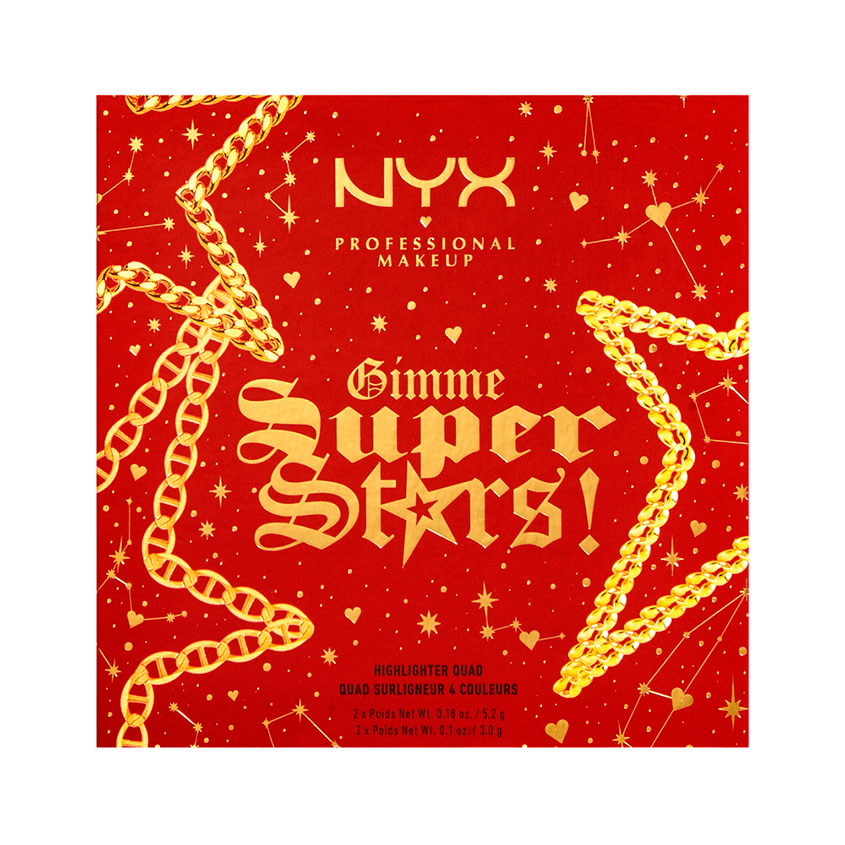 Палетка хайлайтеров `NYX PROFESSIONAL MAKEUP` GIMME SUPER STARS! 4 оттенка