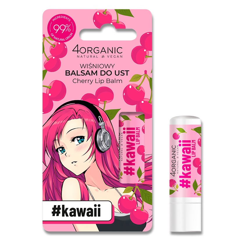 4ORGANIC Бальзам для губ 4ORGANIC #KAWAII Вишня 5 г