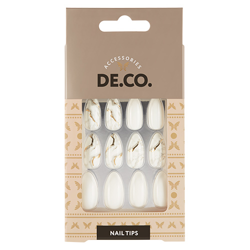 

Набор накладных ногтей DE.CO. MARBLE white 24 шт+ клеевые стикеры 24 шт