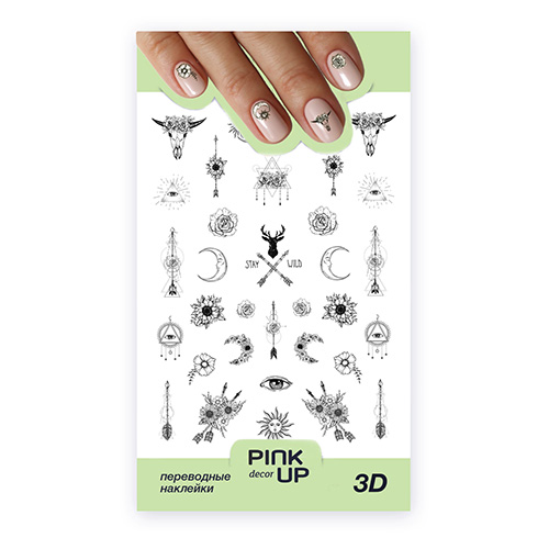 

Наклейки для ногтей PINK UP DECOR 3D переводные тон 705