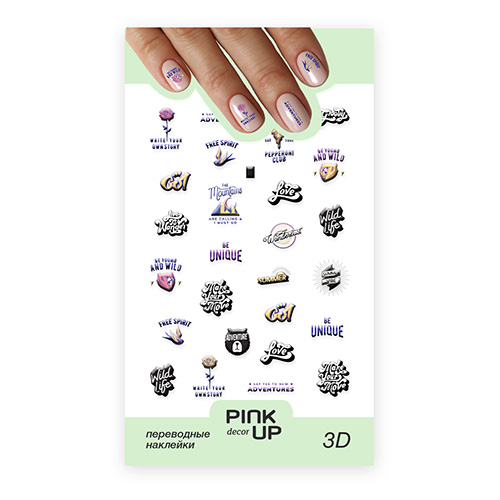 

Наклейки для ногтей PINK UP DECOR 3D переводные тон 789