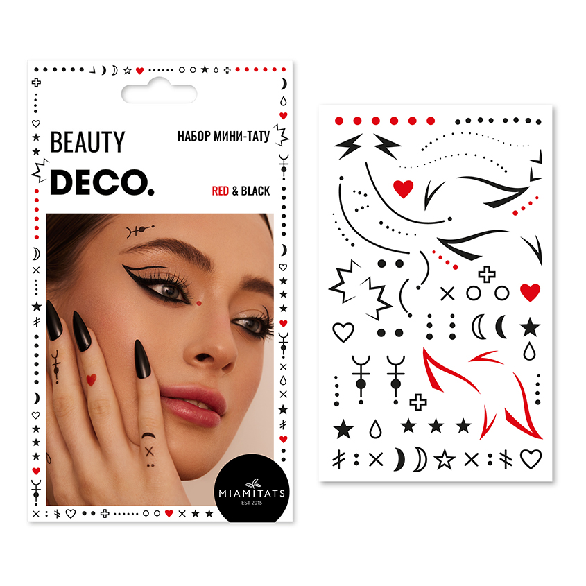 DECO. Набор переводных мини-тату DECO. by Miami tattoos Red & Black набор татуировок переводных софия прекрасная 2 110х200