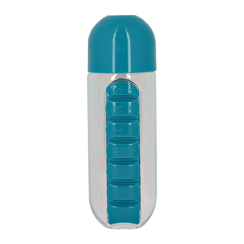 

Бутылка для воды FUN PILLS с таблетницей blue 500 мл