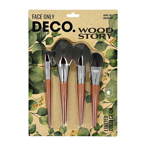 

Набор кистей для макияжа лица DECO. WOOD STORY 4 шт