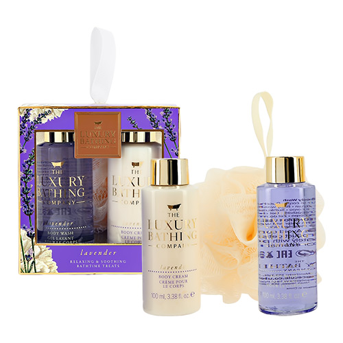 Набор подарочный женский `THE LUXURY BATHING BY GRACE COLE` LAVENDER (гель для душа 100 мл, крем для тела 100 мл, мочалка)