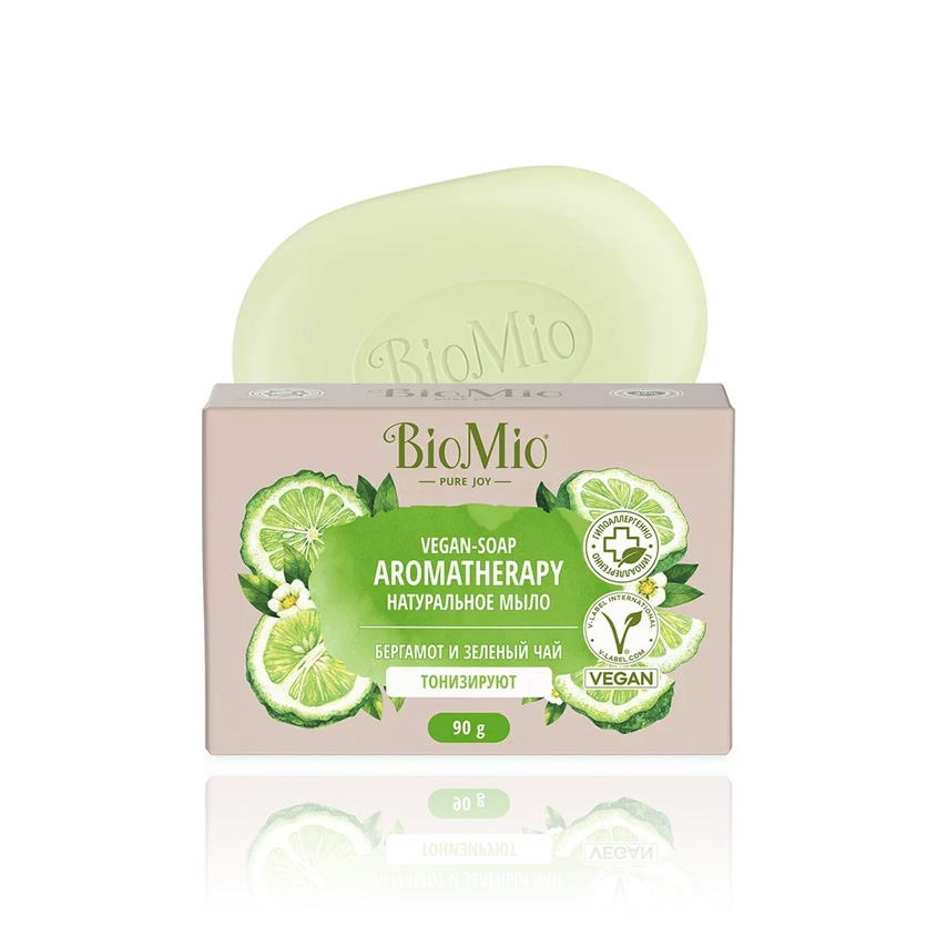 цена Мыло твердое BIOMIO BIO-SOAP Бергамот и зеленый чай 90 г