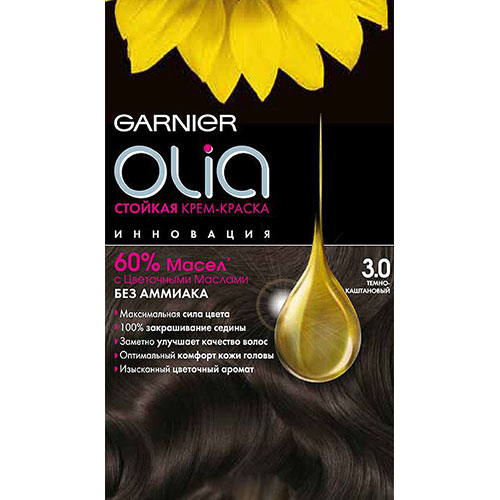 

Краска для волос GARNIER OLIA тон 3.0 Темно-каштановый