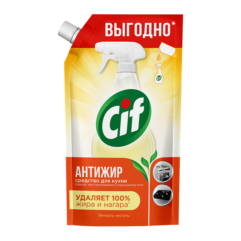 CIF Средство чистящее CIF ЛЕГКОСТЬ ЧИСТОТЫ для кухни дой-пак 500 мл чистящее средство для ванной cif легкость чистоты антиналет 500 мл
