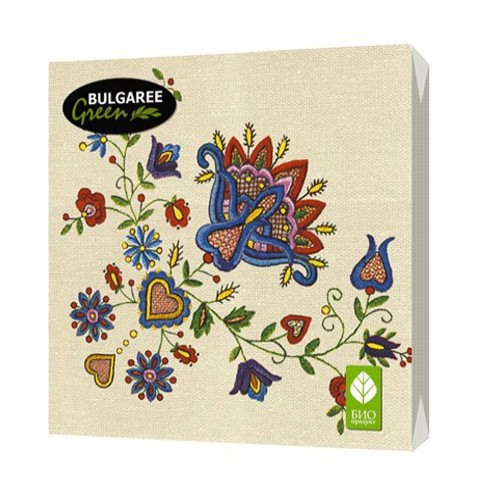 Салфетки бумажные `BULGAREE GREEN` трехслойные Вышивка 20 шт