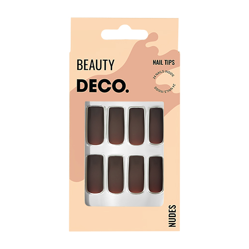 Набор накладных ногтей `DECO.` NUDES choco square (24 шт + клеевые стикеры 24 шт)