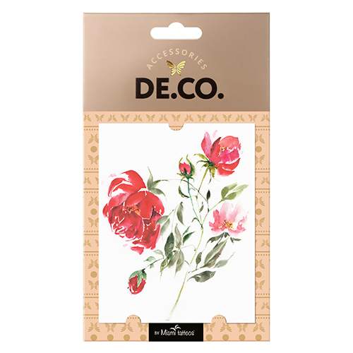 

Татуировка для тела DECO. WATERCOLOR STORY by Miami tattoos переводная Red rose brunch