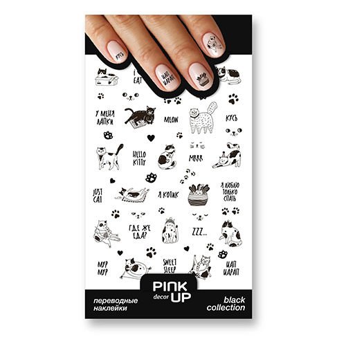 

Наклейки для ногтей PINK UP DECOR BLACK переводные тон 747