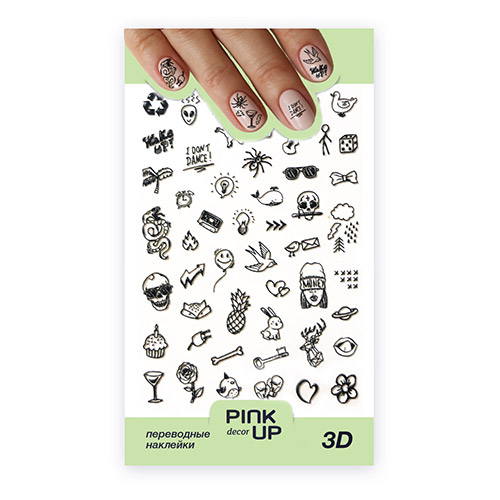 

Наклейки для ногтей PINK UP DECOR 3D переводные тон 688