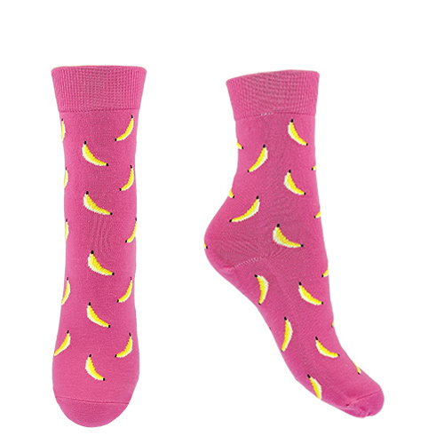 Носки женские `SOCKS` pink with bananas