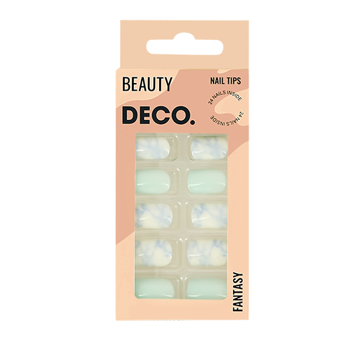 Набор накладных ногтей с клеевыми стикерами `DECO.` FANTASY mint marble (24 шт + клеевые стикеры 24 шт)