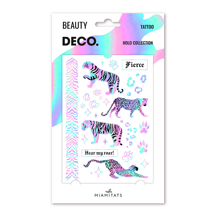 Татуировка для тела DECO. HOLOGRAPHIC by Miami tattoos переводная Tiger