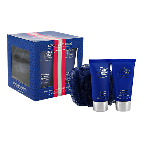 

Набор подарочный мужской THE LUXURY BATHING BY GRACE COLE POUR HOMME гель для душа 50 мл, шампунь для волос 50 мл, мочалка