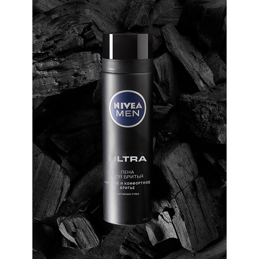 Пена для бритья `NIVEA` `MEN` ULTRA с активированным углем 200 мл