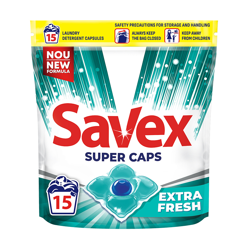 SAVEX Капсулы для стирки SAVEX дополнительная свежесть 15 шт