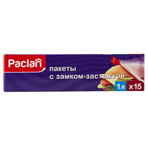 PACLAN Пакеты с замком-застежкой PACLAN для хранения продуктов 1 л 15 шт пакеты paclan для хранения и замораживания продуктов 3 л 30 шт