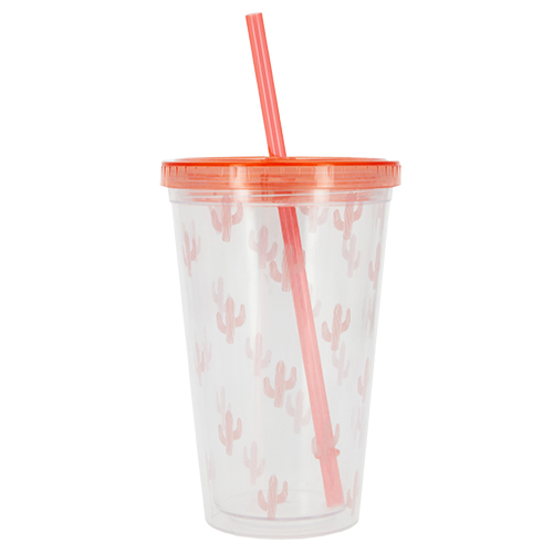 

Стакан для воды FUN с трубочкой Pink cactus 450 мл