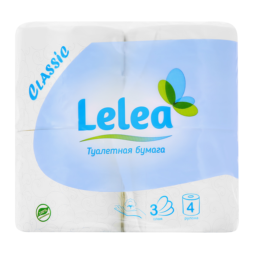 Бумага туалетная LELEA 3-х слойная 4 шт туалетная бумага papia белая 3 слоя 4 рулона