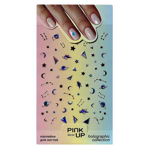 Наклейки для ногтей `PINK UP` `DECOR` HOLOGRAPHY переводные тон 648