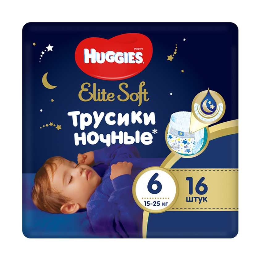 Подгузники-трусики HUGGIES ELITE SOFT 15-25 кг 16 шт - фото 1