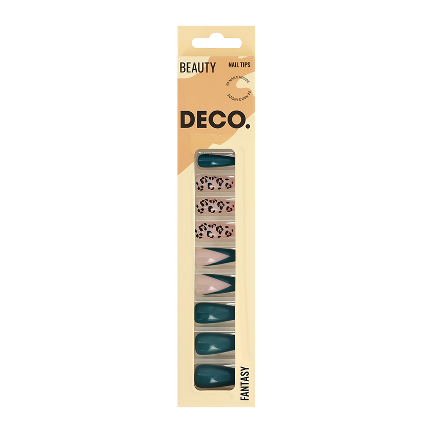 цена Набор накладных ногтей с клеевыми стикерами DECO. FANTASY green 24 шт + клеевые стикеры 24 шт